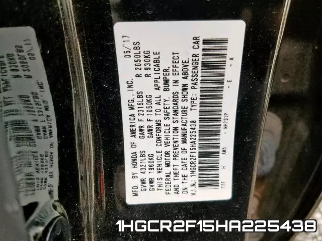 1HGCR2F15HA225438 фото 2