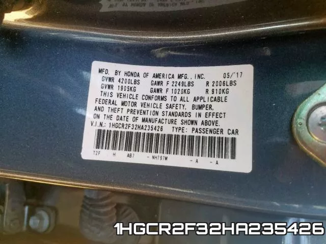 1HGCR2F32HA235426 фото 2