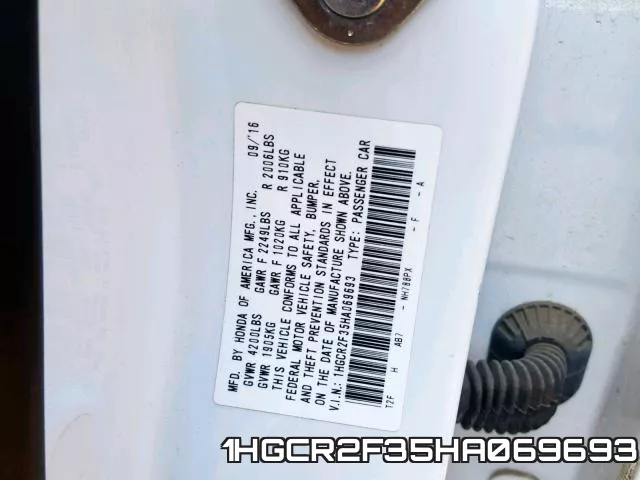 1HGCR2F35HA069693 фото 2