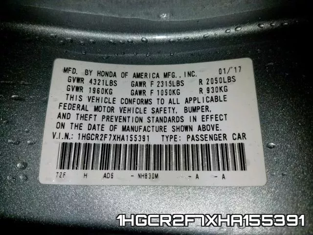 1HGCR2F7XHA155391 фото 2
