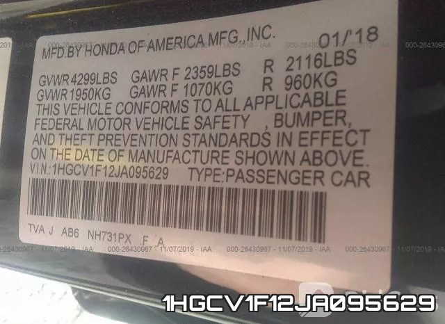 1HGCV1F12JA095629 фото 10