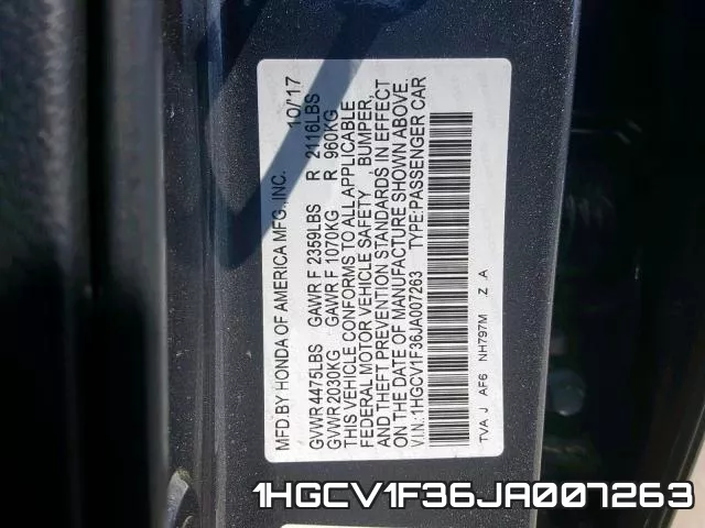1HGCV1F36JA007263 фото 2