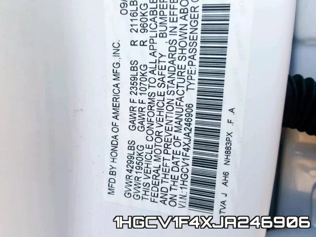 1HGCV1F4XJA246906 фото 2