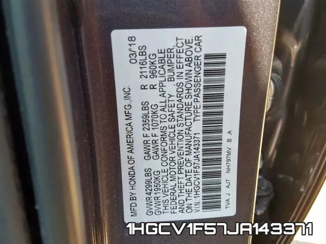 1HGCV1F57JA143371 фото 2
