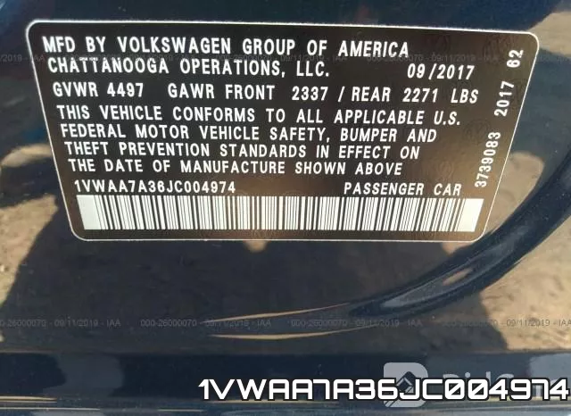 1VWAA7A36JC004974 фото 10