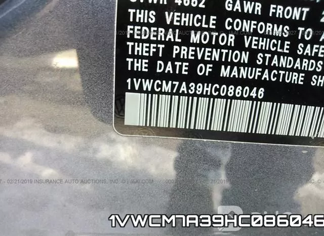 1VWCM7A39HC086046 фото 10