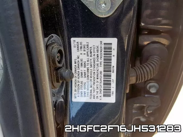 2HGFC2F76JH531283 фото 2