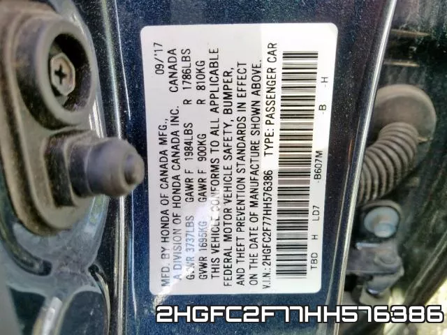 2HGFC2F77HH576386 фото 2