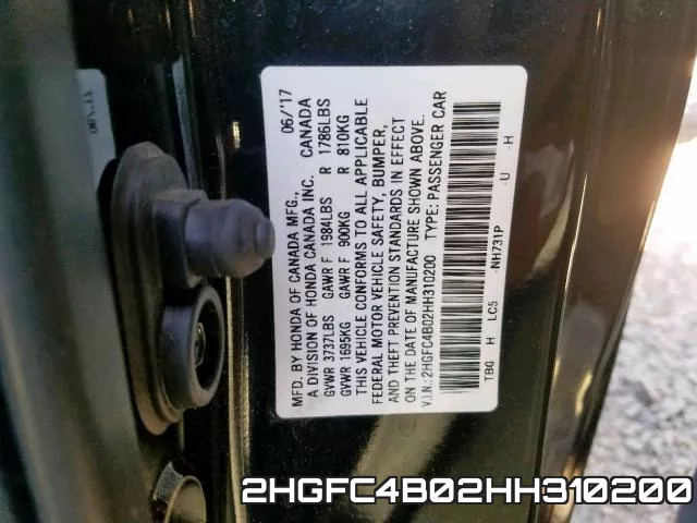 2HGFC4B02HH310200 фото 2