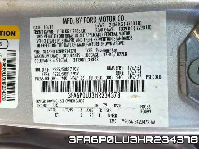3FA6P0LU3HR234378 фото 2