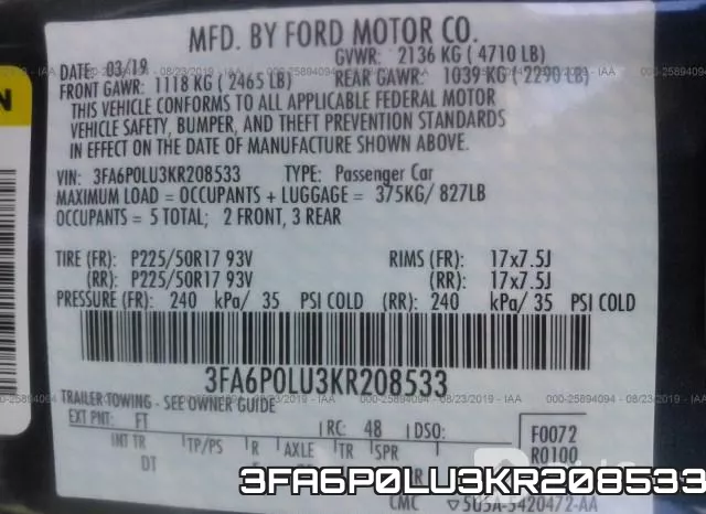 3FA6P0LU3KR208533 фото 10