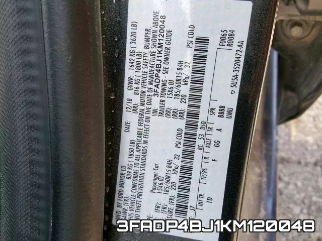 3FADP4BJ1KM120048 фото 2