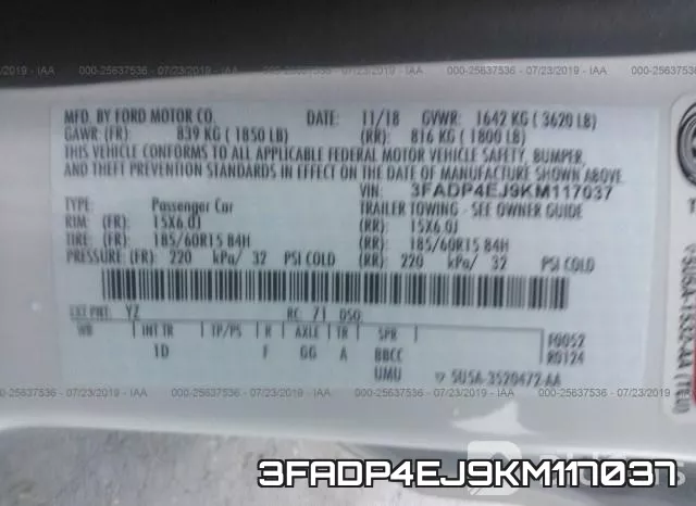 3FADP4EJ9KM117037 фото 10