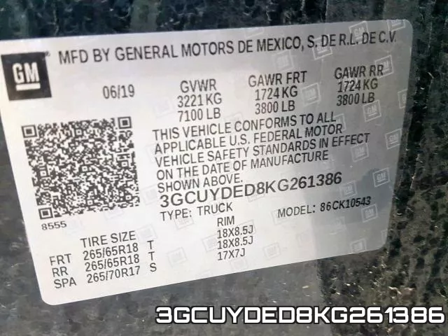 3GCUYDED8KG261386 фото 2