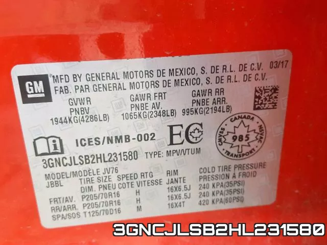 3GNCJLSB2HL231580 фото 2