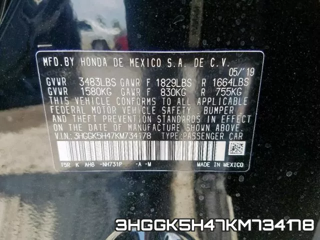 3HGGK5H47KM734178 фото 2