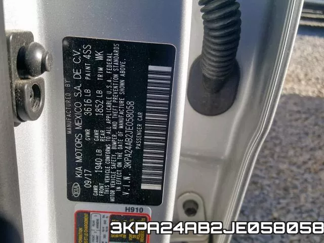 3KPA24AB2JE058058 фото 2