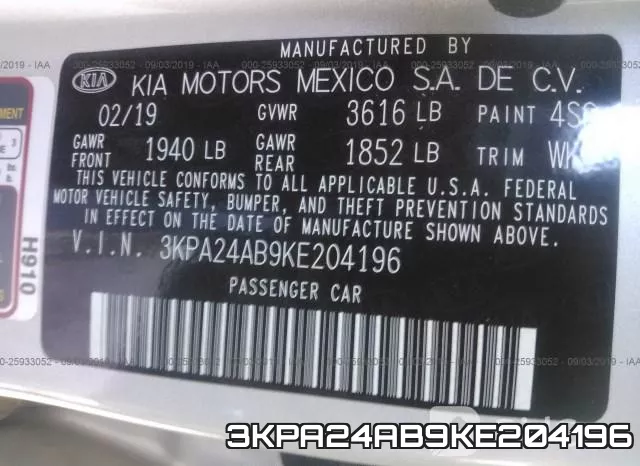 3KPA24AB9KE204196 фото 10
