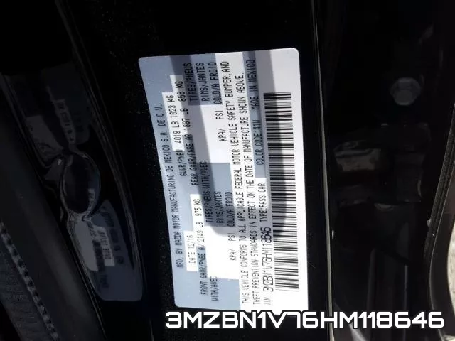 3MZBN1V76HM118646 фото 2