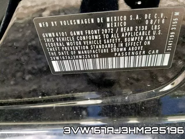 3VW167AJ3HM225196 фото 2
