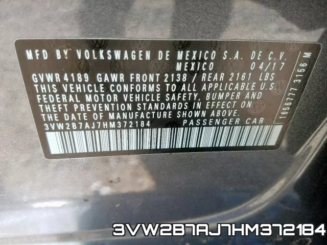 3VW2B7AJ7HM372184 фото 2