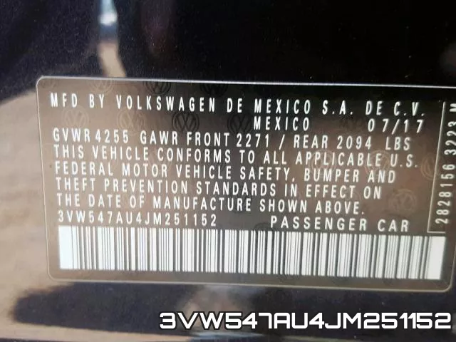 3VW547AU4JM251152 фото 2