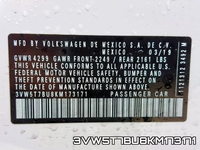 3VW5T7BU8KM173171 фото 2