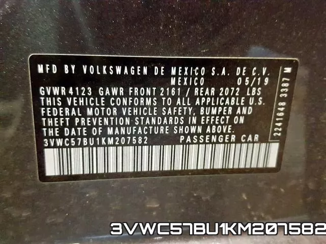3VWC57BU1KM207582 фото 2