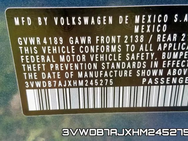 3VWDB7AJXHM245275 фото 2