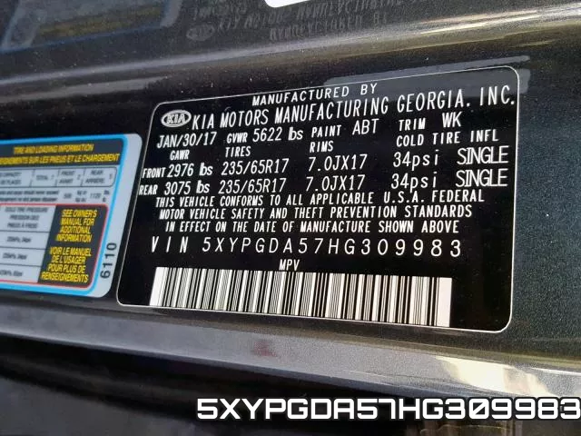 5XYPGDA57HG309983 фото 2