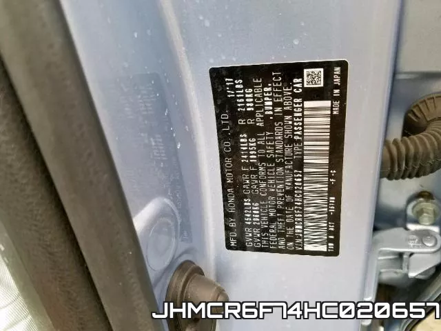 JHMCR6F74HC020657 фото 2