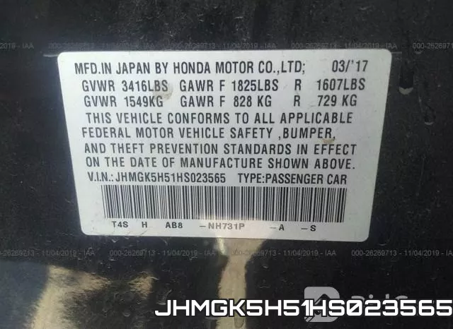 JHMGK5H51HS023565 фото 10