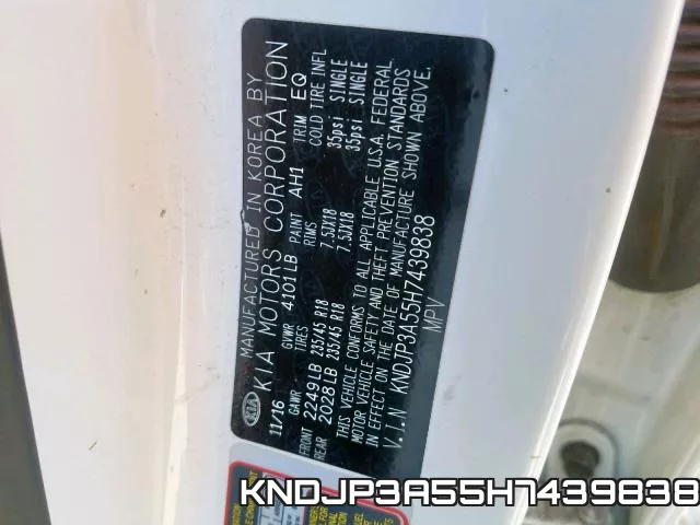 KNDJP3A55H7439838 фото 2