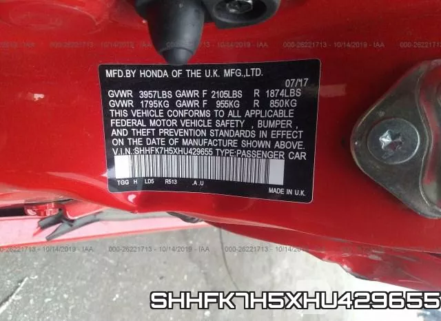 SHHFK7H5XHU429655 фото 10