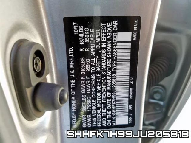 SHHFK7H99JU205818 фото 2