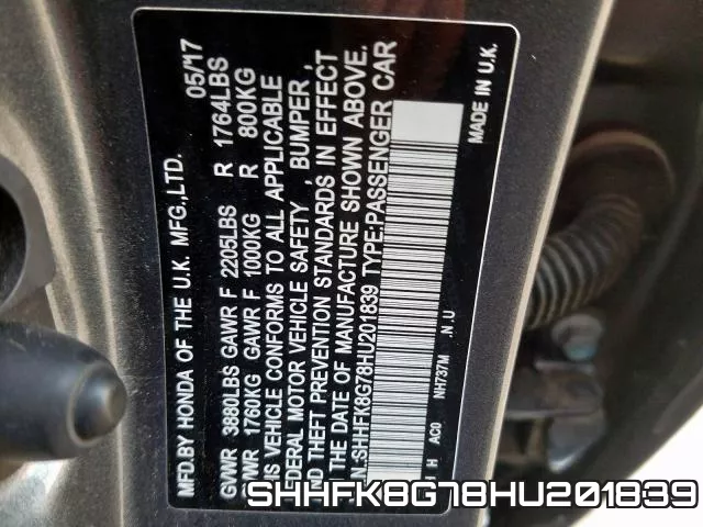 SHHFK8G78HU201839 фото 2