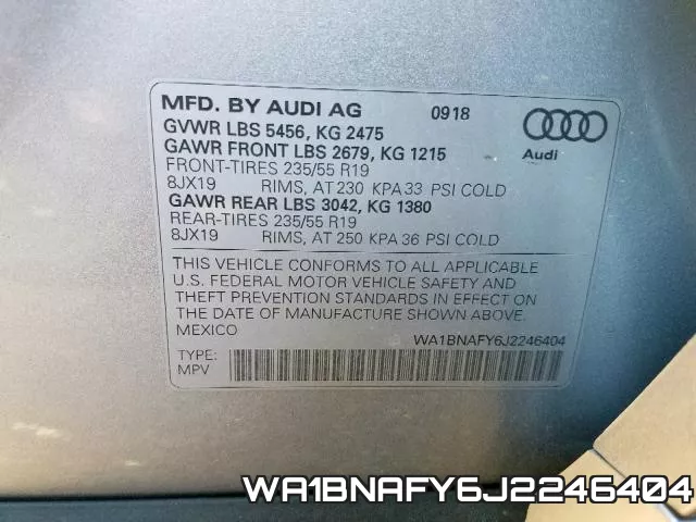 WA1BNAFY6J2246404 фото 2