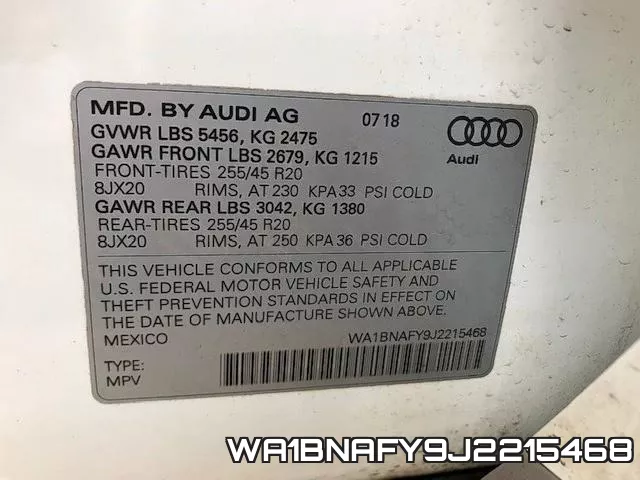 WA1BNAFY9J2215468 фото 2