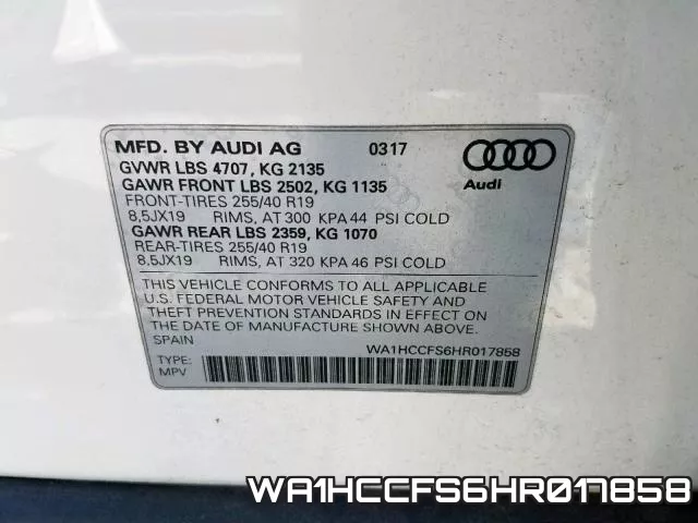 WA1HCCFS6HR017858 фото 2