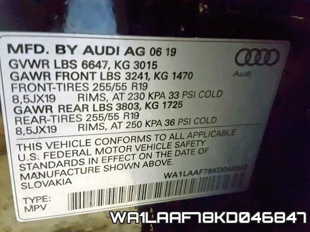 WA1LAAF78KD046847 фото 2