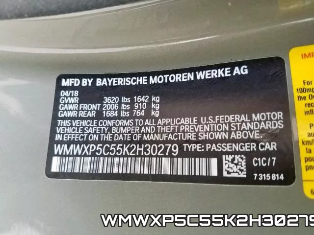 WMWXP5C55K2H30279 фото 2