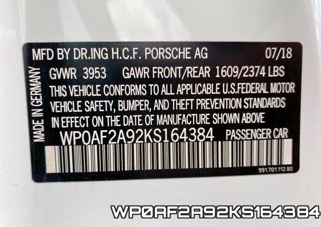 WP0AF2A92KS164384 фото 2