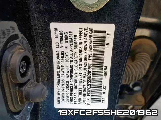 19XFC2F55HE201962 фото 2