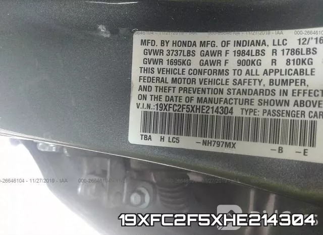 19XFC2F5XHE214304 фото 10
