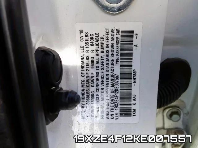 19XZE4F12KE007557 фото 2