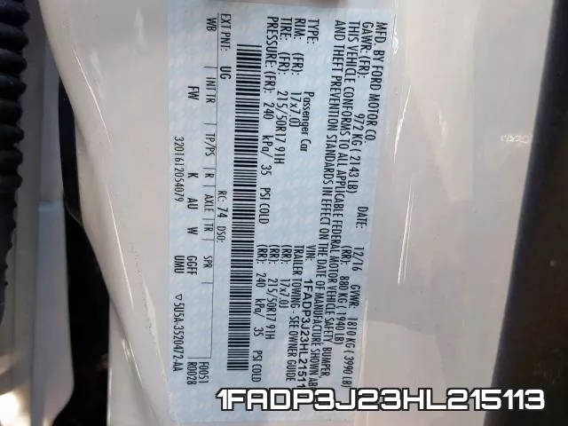 1FADP3J23HL215113 фото 2