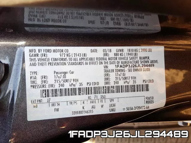 1FADP3J26JL294489 фото 2
