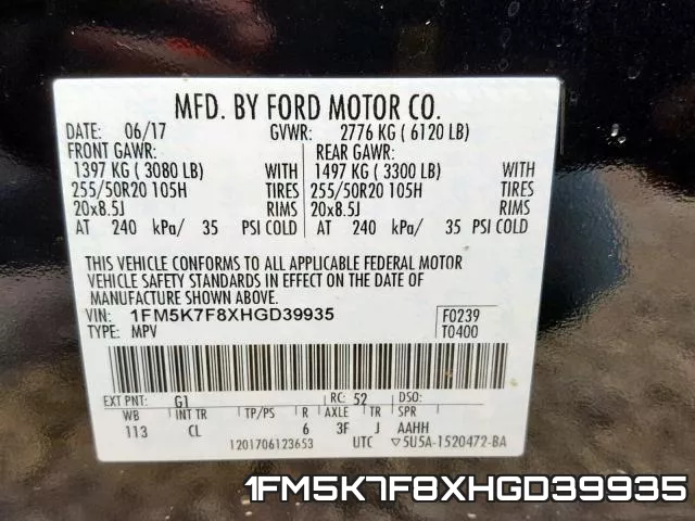 1FM5K7F8XHGD39935 фото 2