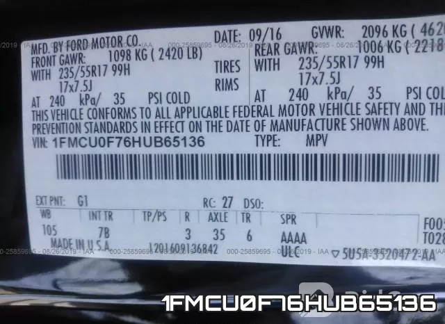 1FMCU0F76HUB65136 фото 10