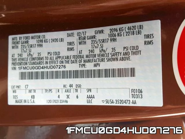 1FMCU0GD4HUD07276 фото 2